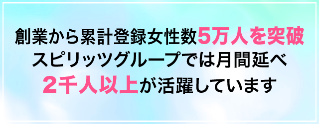 創業から累計登録女性数15万人を突破　スピリッツグループでは月間延べ2千人以上が活躍しています